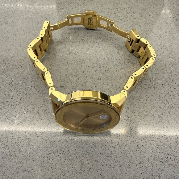 Movado Women\'s BOLD All Gold Stainless Steel Crystal Dot 36mm Watch New Battery main image 13
